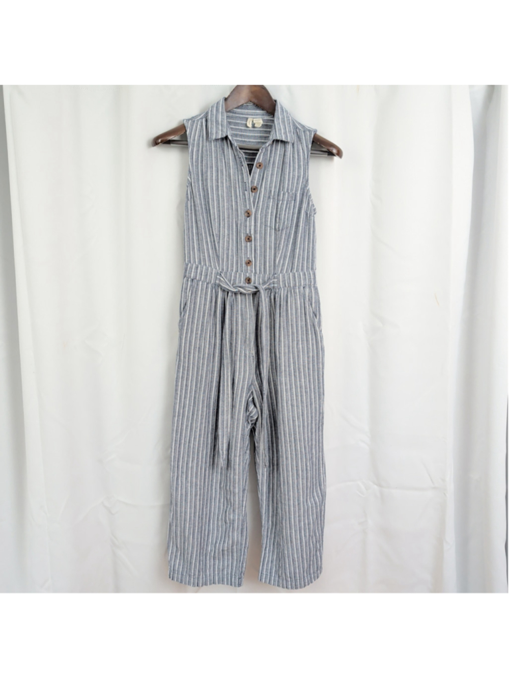 Japna Cotton Striped Sleeveless Jumpsuit Medium
